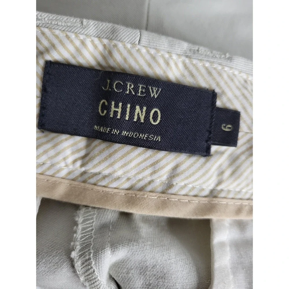 J.Crew Chino Shorts Sz 6 Light Khaki Tan 100% Cotton Twill Flat Front Classic